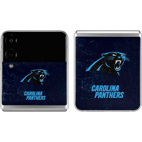 NFL Carolina Panthers Distressed Galaxy Z Flip4 5G Skin